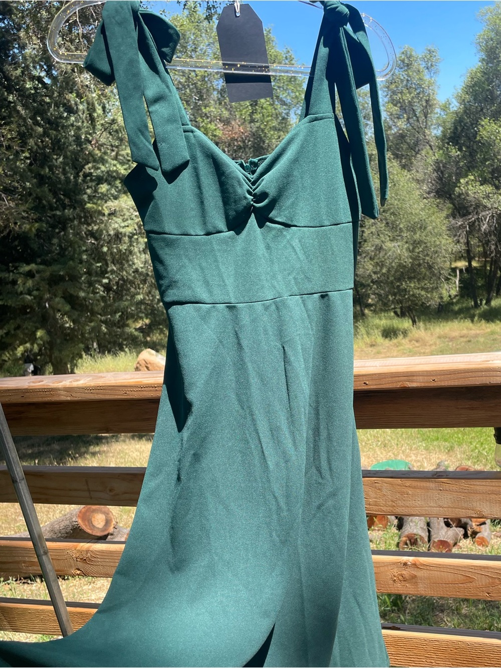 Tie-Shoulder Green Maxi Dress